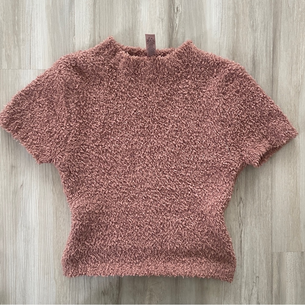 Skims Sherpa Cropped Fuzzy Knit Top XXS - Picture 3 of 6